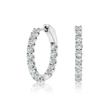 Front view of lab grown diamond hoops in white gold. 