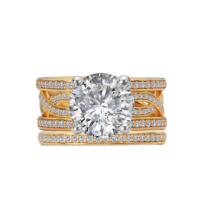 Round Diamond Infinity Bridal Set in 14k Yellow Gold