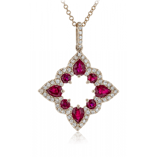 Ruby and Diamond Necklace with a Rose Gold Chain