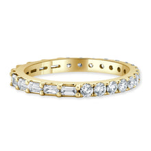 14K Gold Round & Baguette Diamond Band