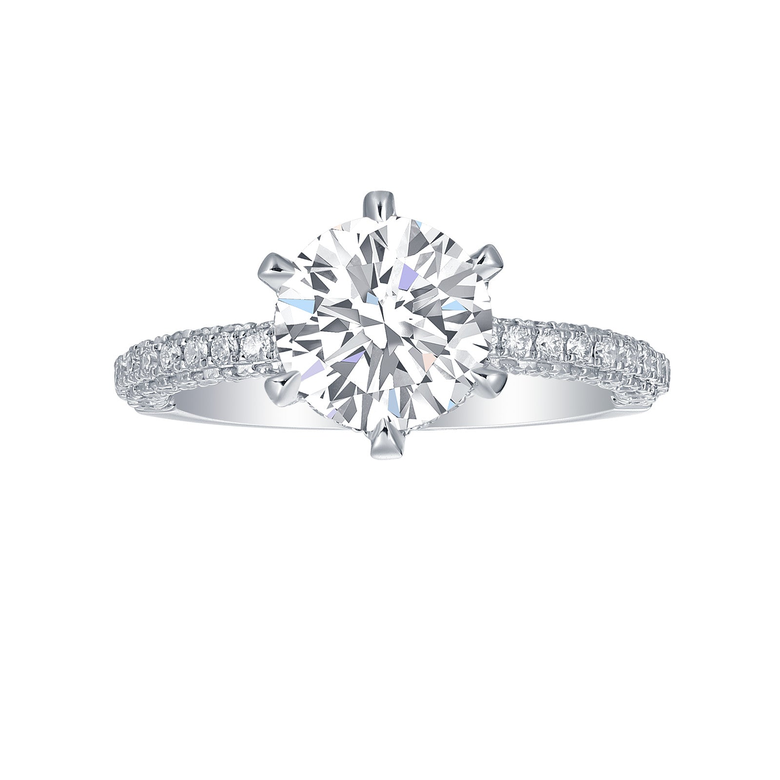 Round Lab Grown Diamond Engagement Ring with Side Stones