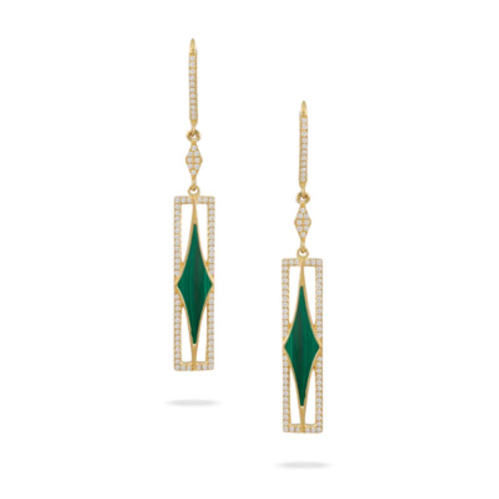 Diamond Malachite Earrings