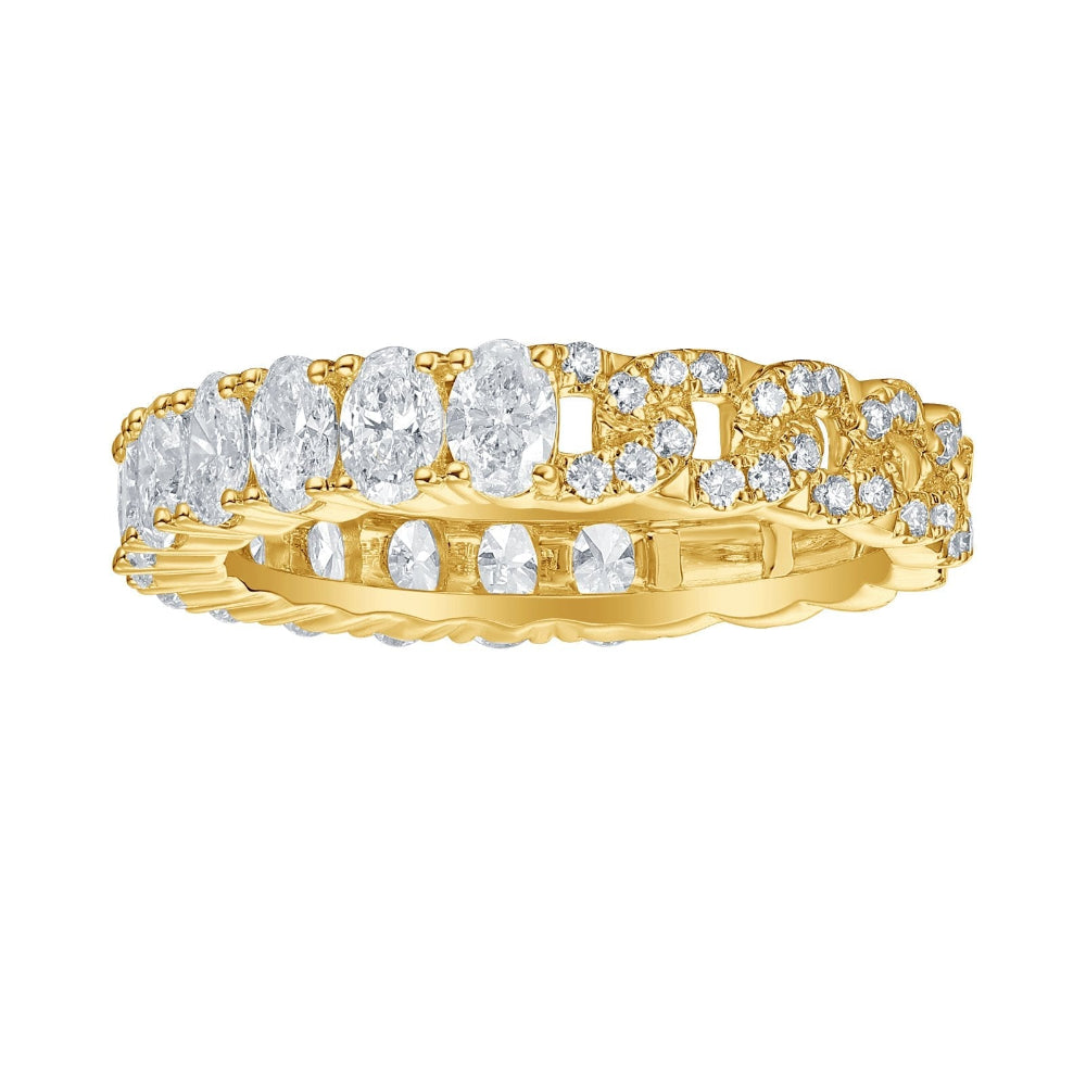 Front view of a Lab Grown Diamond Cuban Stacker Ring set in yellow  gold.