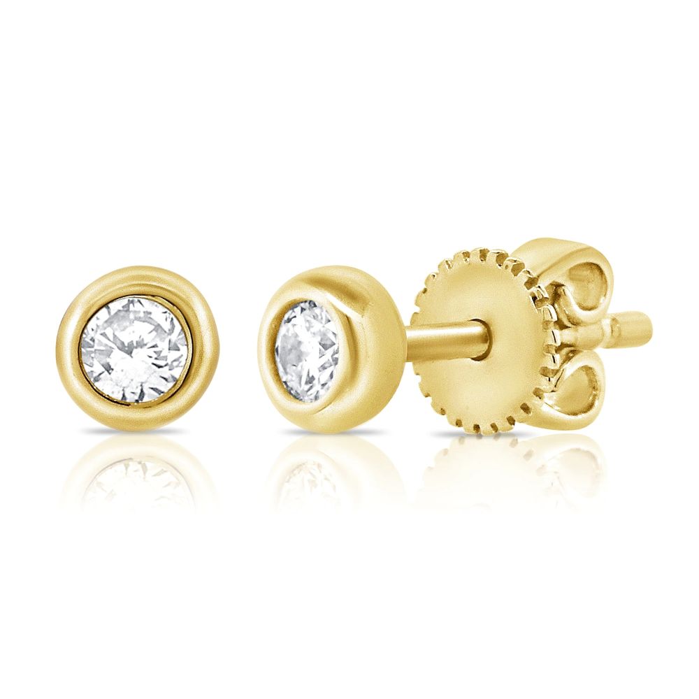 14K Gold Diamond Tiny Stud Earrings