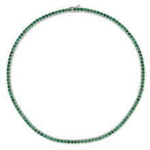 14k Gold & Green Emerald Tennis Necklace