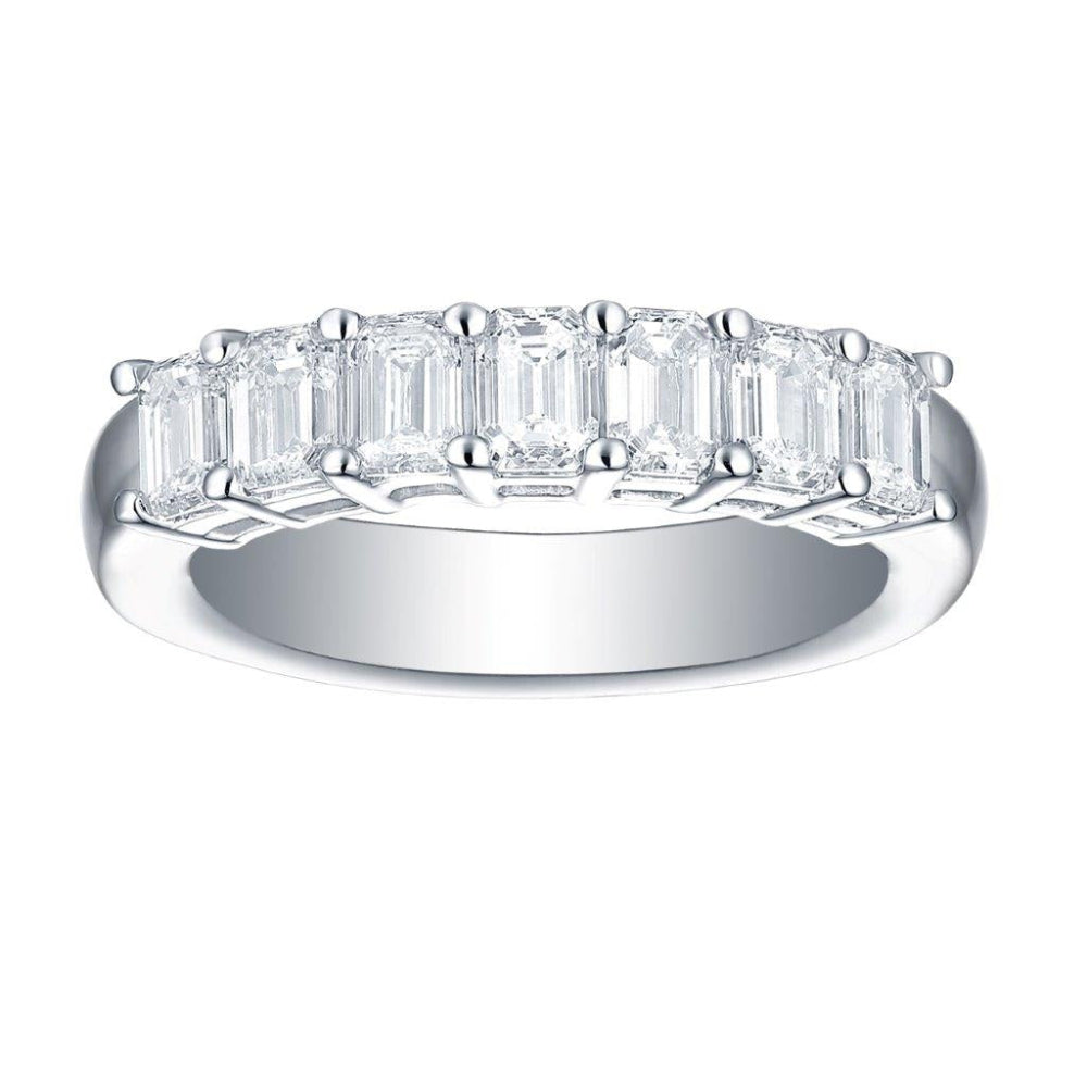 7 Stone Lab Grown Diamond Emerald Cut Eternity Band