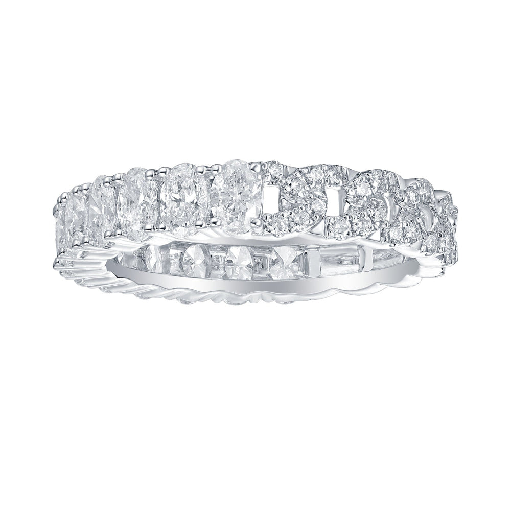 Front view of a Lab Grown Diamond Cuban Stacker Ring set in white gold.