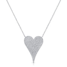 14k Gold & Pave Diamond Large Heart Necklace