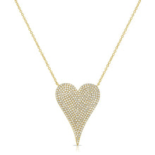14k Gold & Pave Diamond Large Heart Necklace
