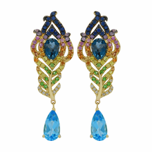 Blue Topaz and Multicolor Sapphire Earrings