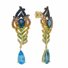 Blue Topaz and Multicolor Sapphire Earrings
