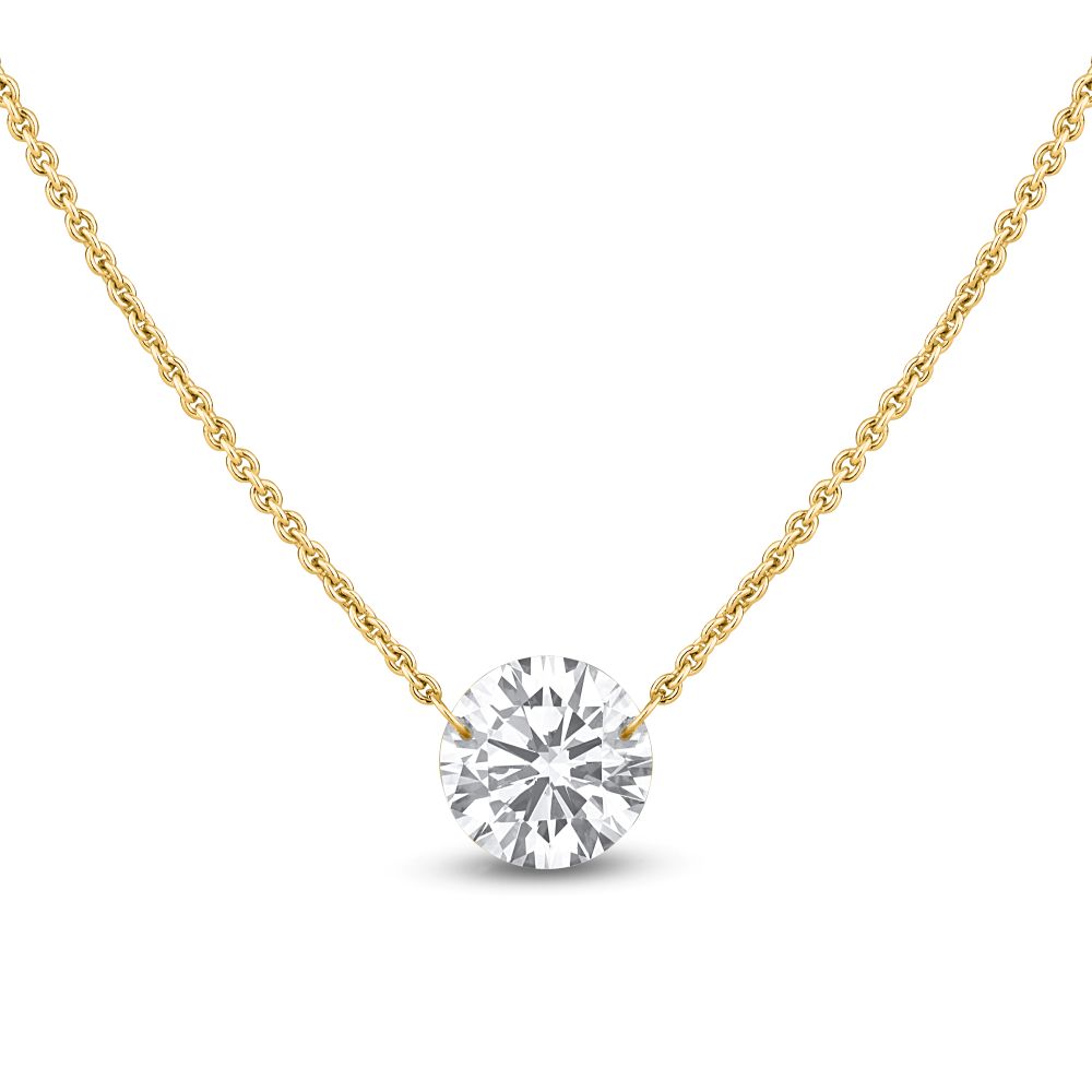 Floating Lab Grown Diamond Round Solitaire Necklace