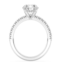 100 Facet Lab Grown Diamond Engagement 
Ring with Round Center Stone side view