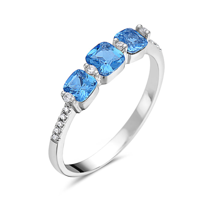 3 Stone Blue Topaz Ring