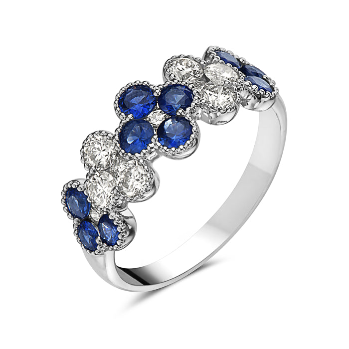 Flower Sapphire and Diamond Ring