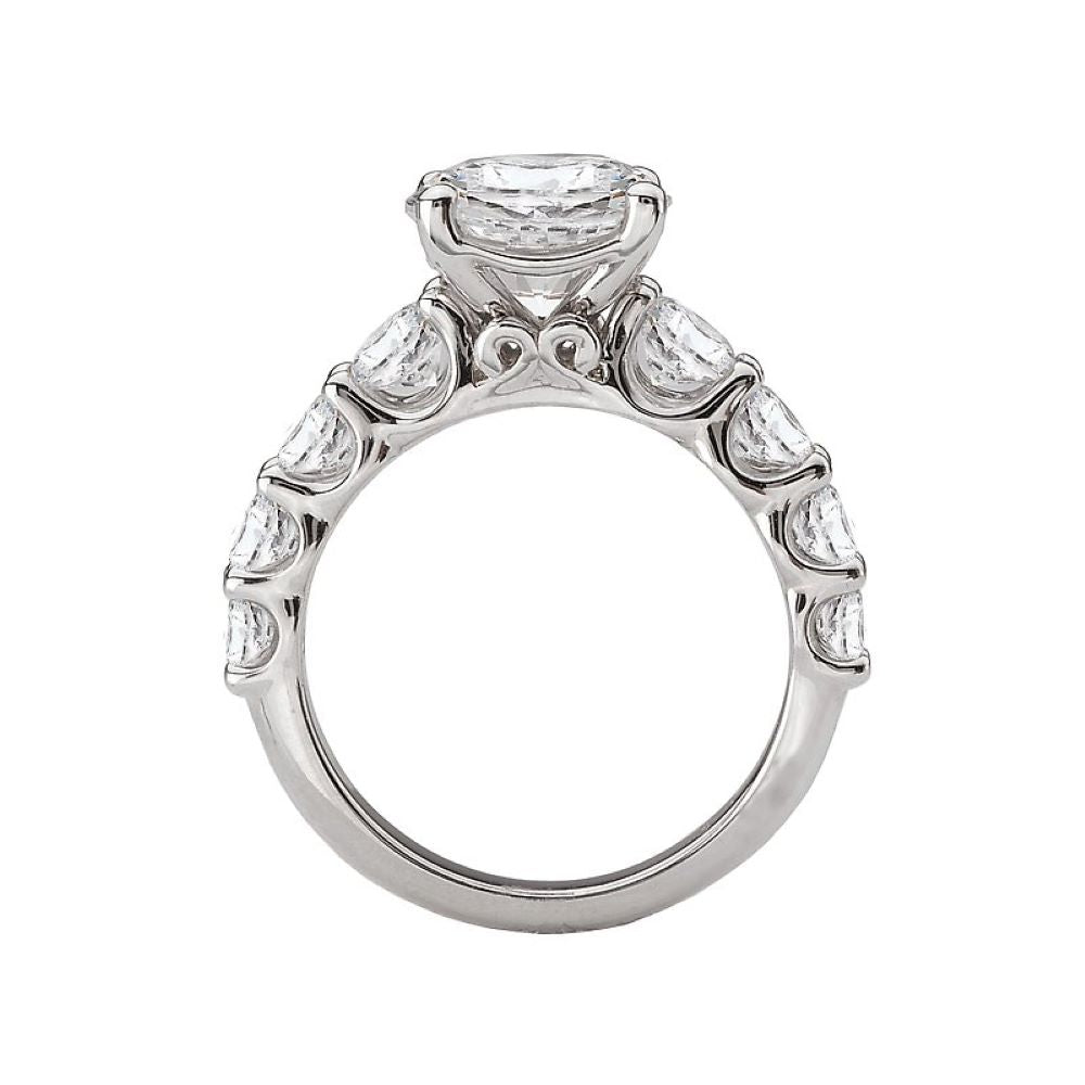 Round Classic Semi-Mount Engagement Ring with Side Stones in 14k White Gold