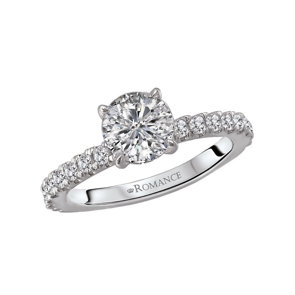 Wedding Band with Round Diamonds Set in 14k White Gold