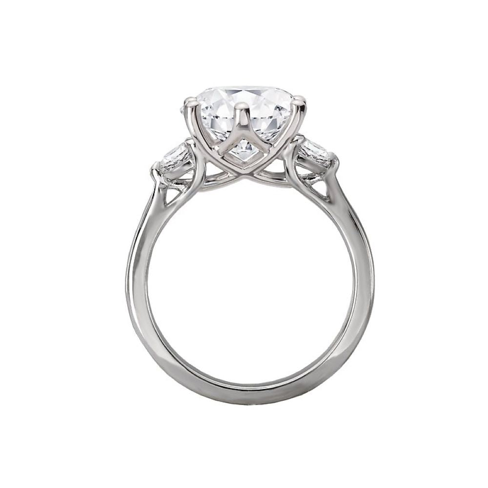 Round 3 Stone Semi-Mount Diamond Ring in 14k White Gold