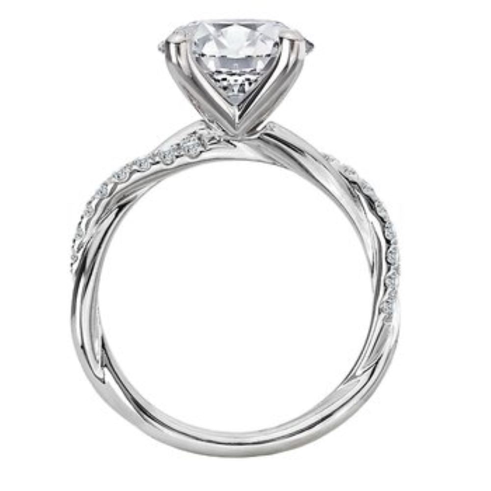 Round Diamond Engagement Ring with Twisted Band in 14k White Gold