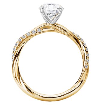 Round Diamond Engagement Ring with Twisted Band in 14k Yellow Gold