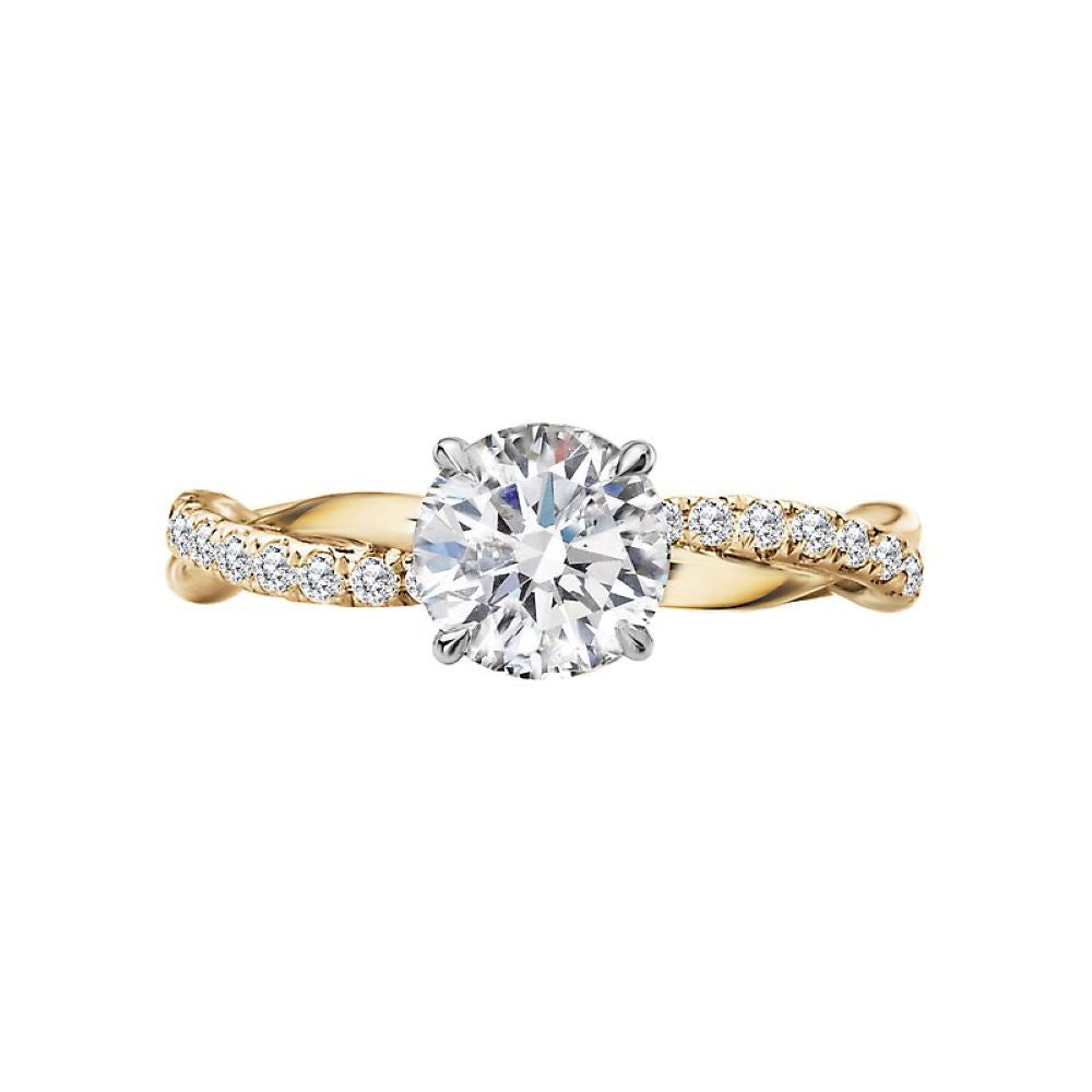 Round Diamond Engagement Ring with Twisted Band in 14k Yellow Gold