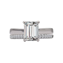 Emerald Diamond Ring with Wedding Band Bridal Set