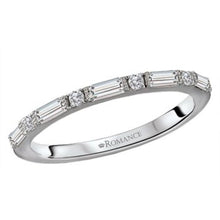 Diamond Wedding Band with Baguettes and Round Stones in 14k White Gold