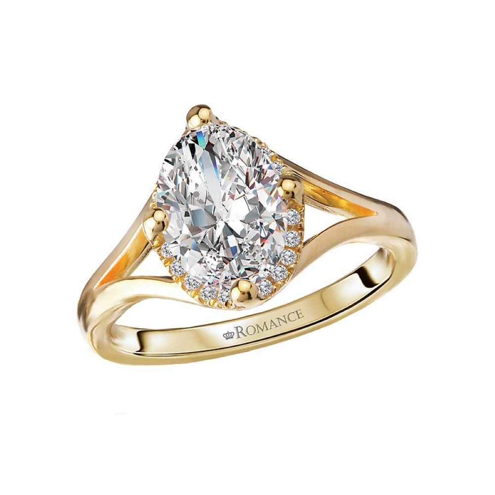 Oval Diamond Ring with Curvy Band Bridal Set in 14k Yellow Gold