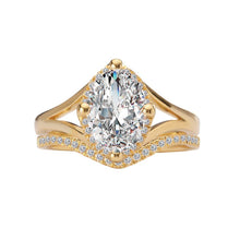Oval Diamond Engagement Ring with Halo of Round Diamonds 14k Yellow Gold