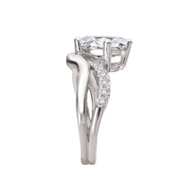 Oval Diamond Wave Shank Bridal Set in 14k White Gold