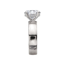 Oval Bold Band Diamond Ring Bridal Set in 14k White Gold