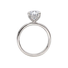 Oval Bold Band Diamond Ring Bridal Set in 14k White Gold