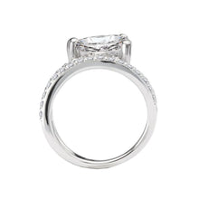 Pear Diamond Wave Band Engagement Ring with 14k White Gold