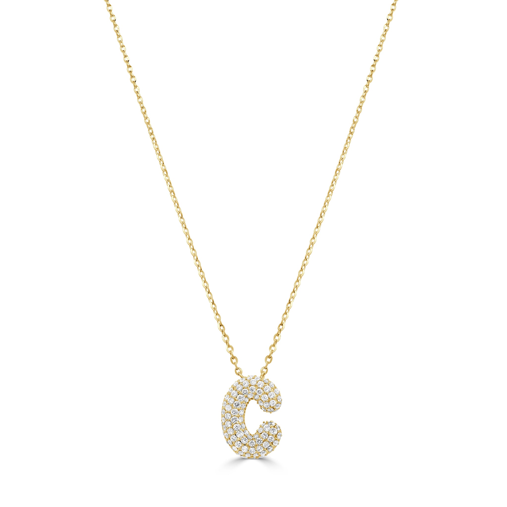 Diamond Pave Puffy Initial "A" Necklace