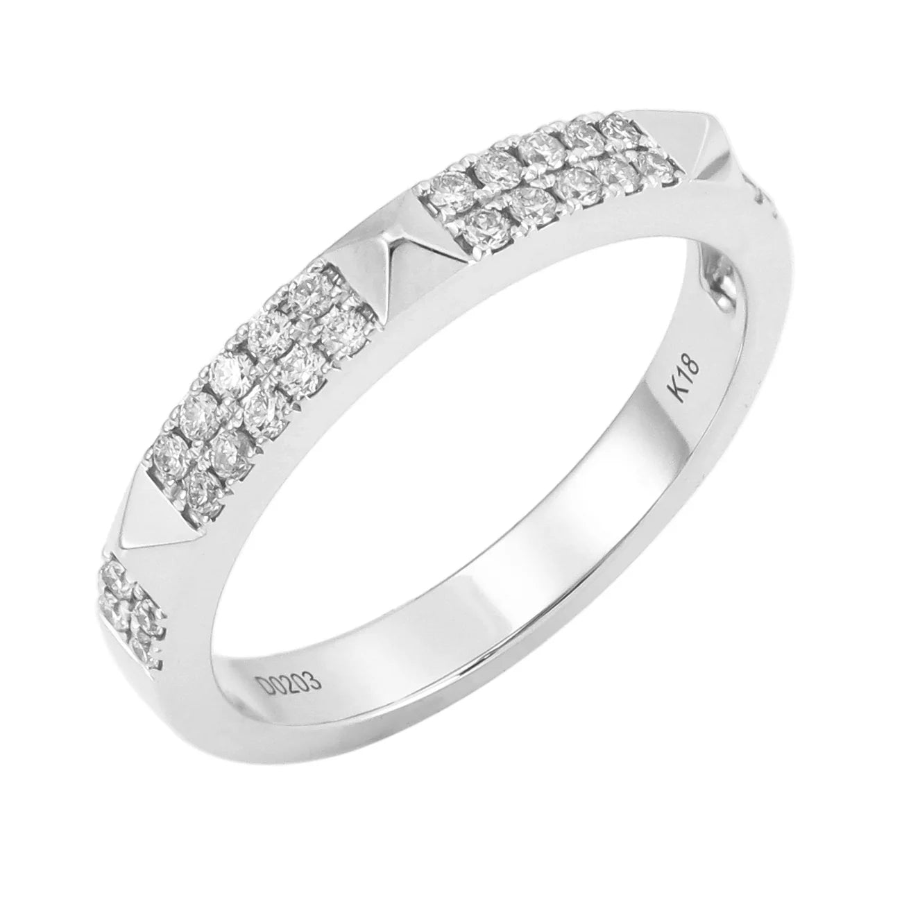 White Gold & Diamond Studded Stackable Ring