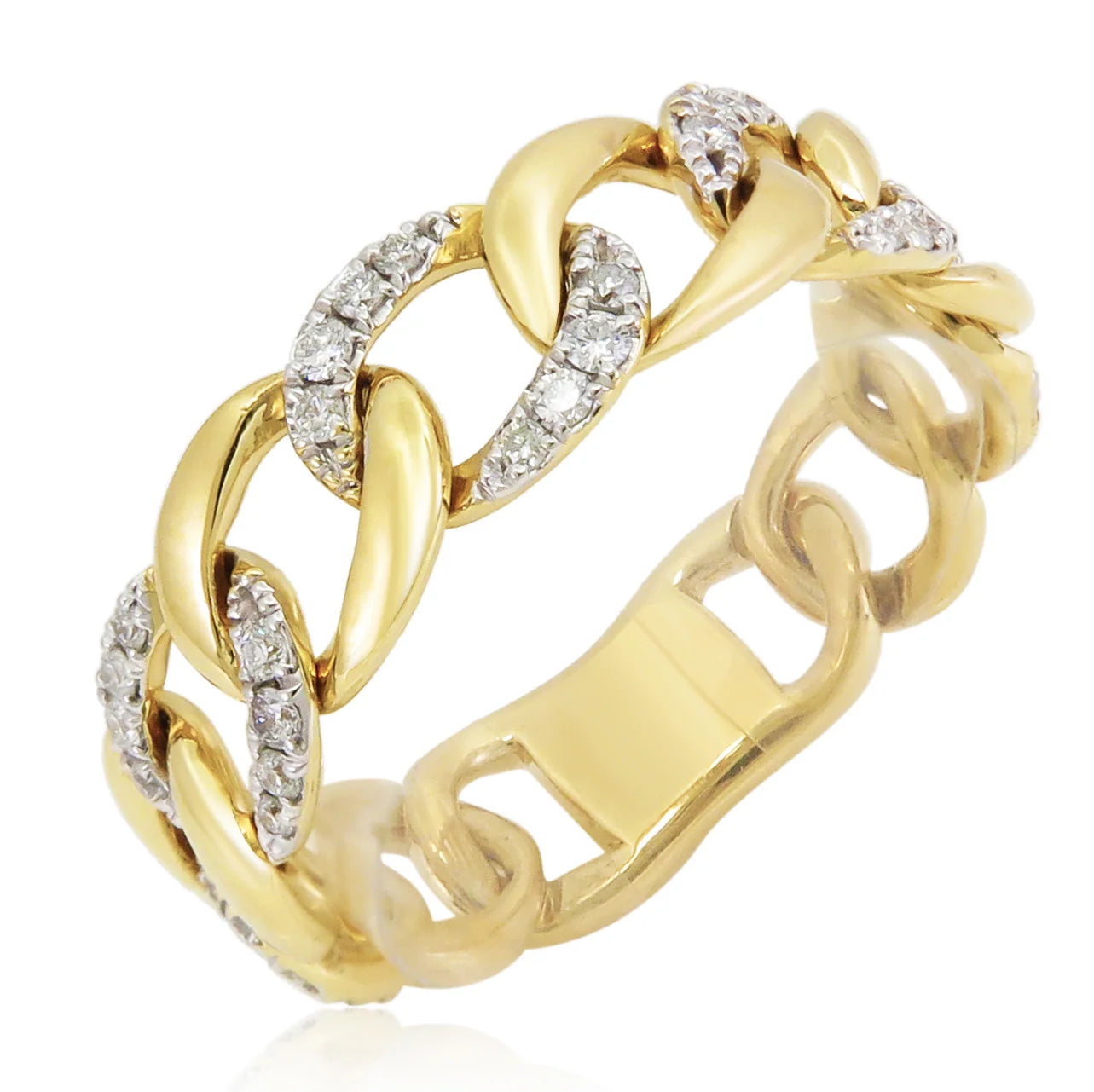Diamond and Gold Chain Link Ring