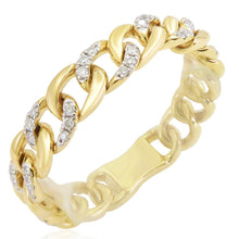 14k Gold & Diamond Cuban Link Chain Ring