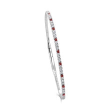 14K Gold Diamond & Ruby Alternating Flexible Bangle