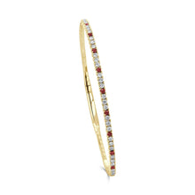 14K Gold Diamond & Ruby Alternating Flexible Bangle