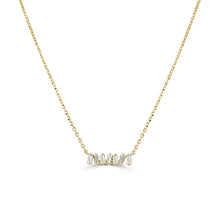14K Gold & Baguette Diamond Bar Necklace
