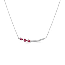 14K Gold Pear-Shape Ruby & Diamond Curved Bar Necklace