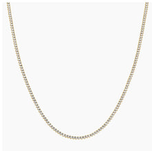 Lab grown diamond tennis necklace in yellow gold. 